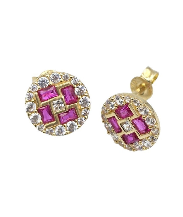 Earrings gold K14 with rubins