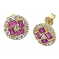Earrings gold K14 with rubins