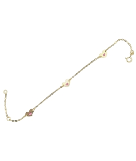Bracelet Gold K9 with hearts &  butterfly 2