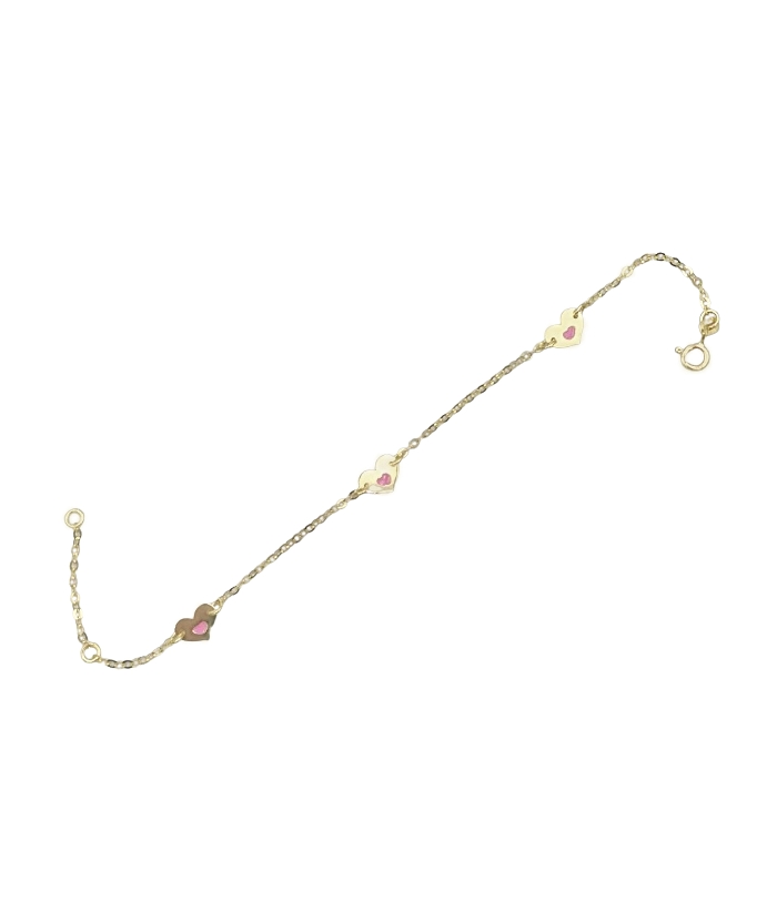 Bracelet Gold K9 with hearts &  butterfly