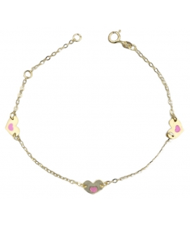 Bracelet Gold K9 with hearts &  butterfly