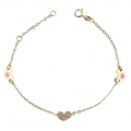 Bracelet Gold K9 with hearts &  butterfly