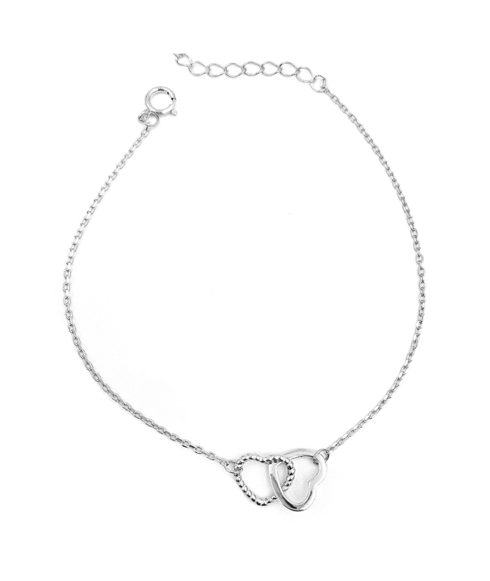 Necklace Silver Double Heart