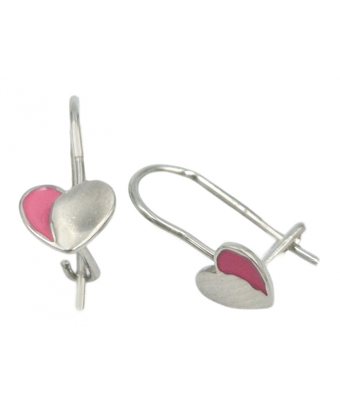 Child's Earrings Silver Hanging hearts