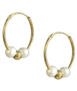 Earrings hoop gold K14 "Mini" with pearls