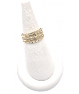 Ring gold K14 with zircons three lines 2