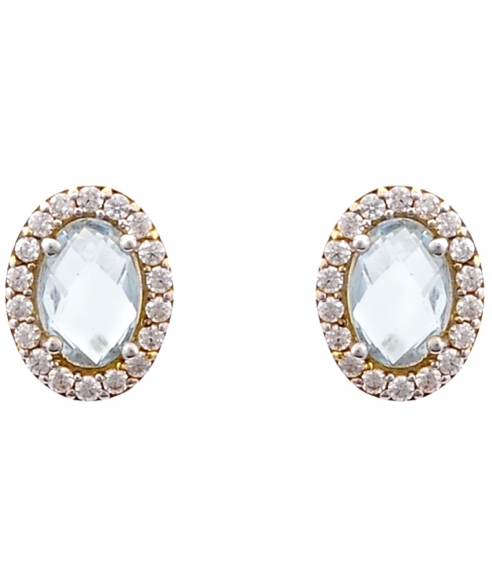 Earrings gold K14 Aqua marine
