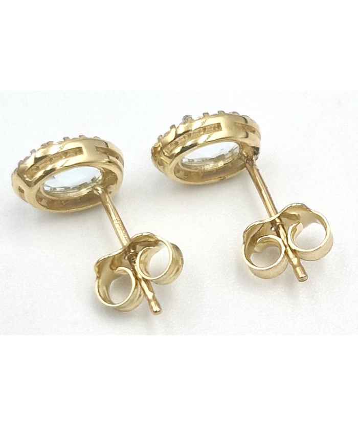 Earrings gold K14 Aqua marine