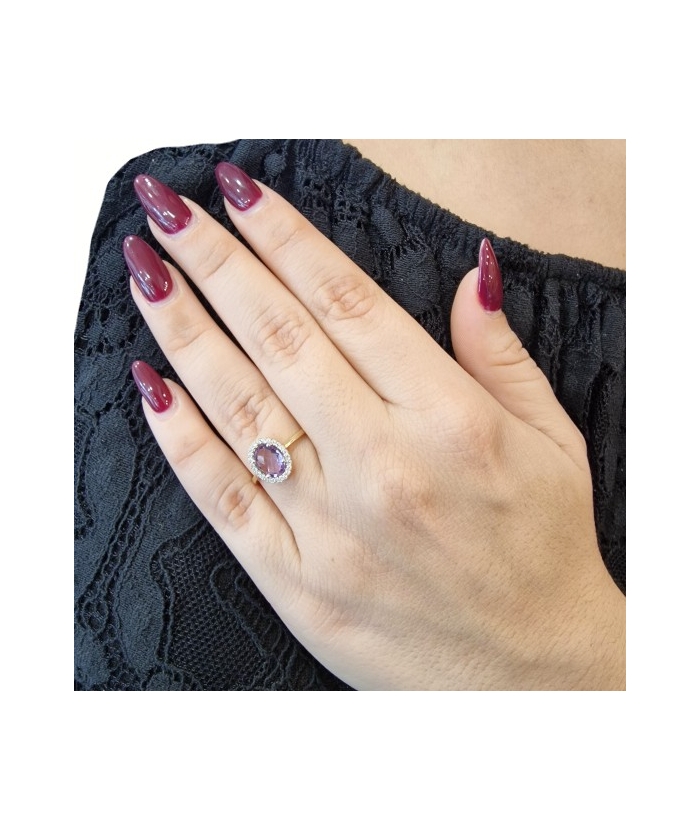 Ring gold K14 with amethyst