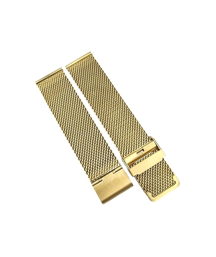 Watch Bracelet Inox-Goldplated 22mm Tzevelion Mesh Silver 01