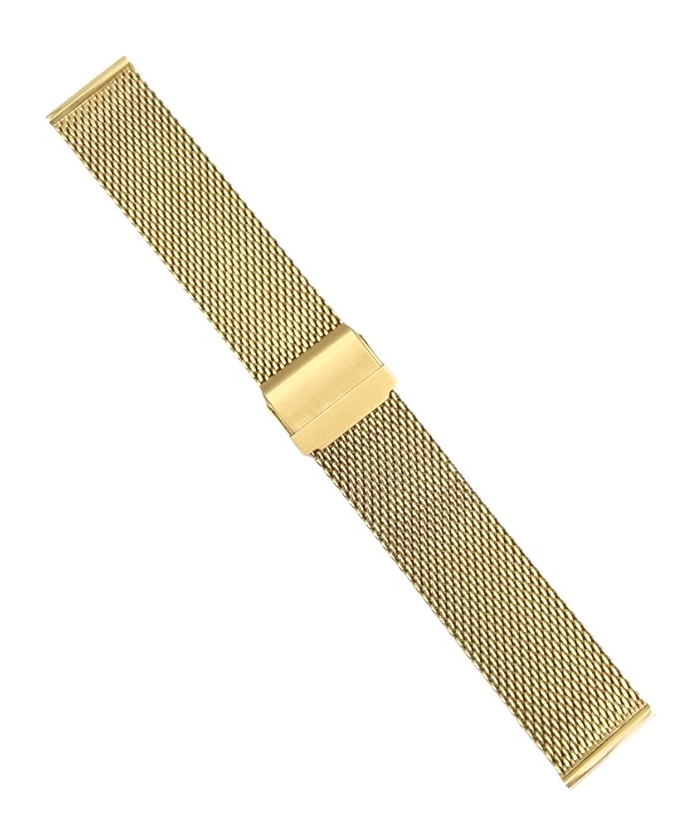 Watch Bracelet Inox-Goldplated 22mm Tzevelion Mesh Silver 01