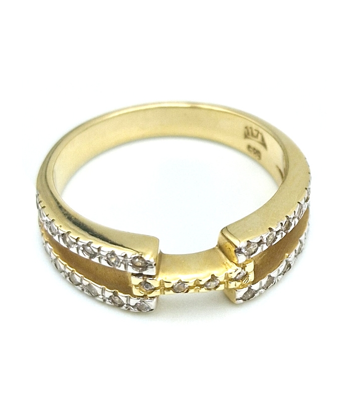 Ring gold K14 in line zircons