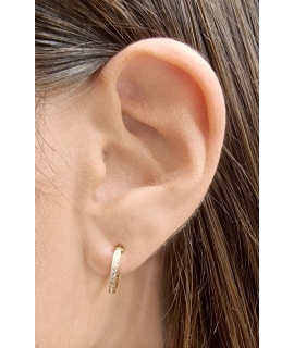 Earrings hoop gold K14 "Zircons in line" 12mm 2