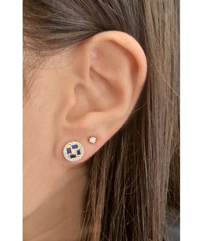 Earrings gold K14 with sapphires