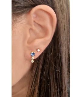 Earrings gold K14 cyan & white zircons 2
