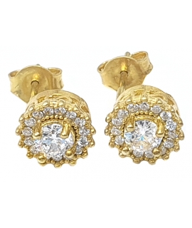 Earrings Silver Rozetes with zircons