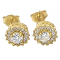 Earrings Silver Rozetes with zircons