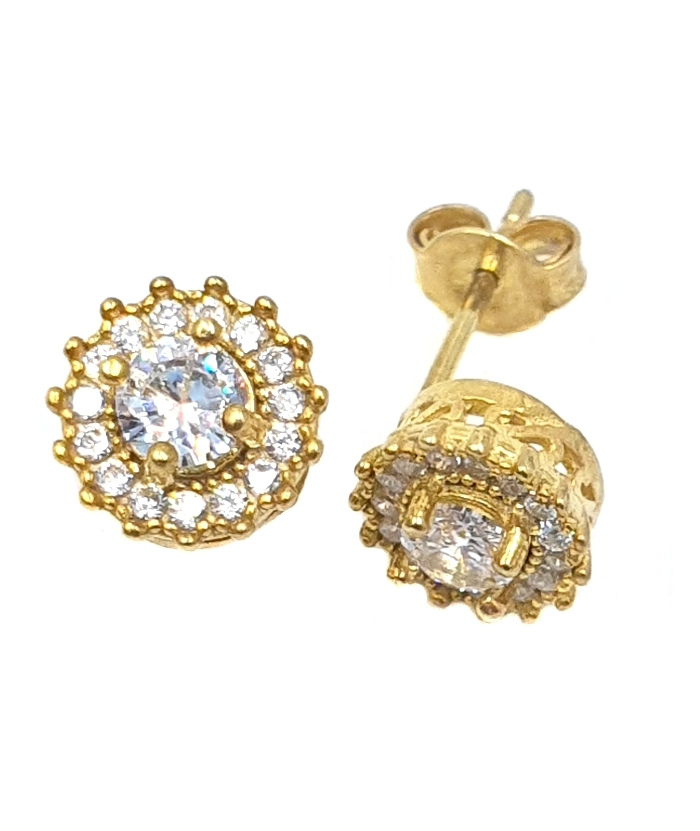Earrings Silver Rozetes with zircons
