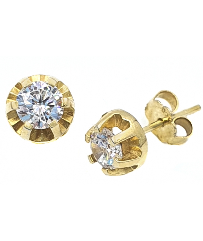 Earrings Silver Rozetes with zircons