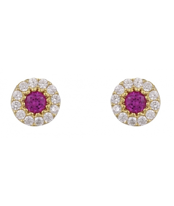 Earrings gold K14 Rubin