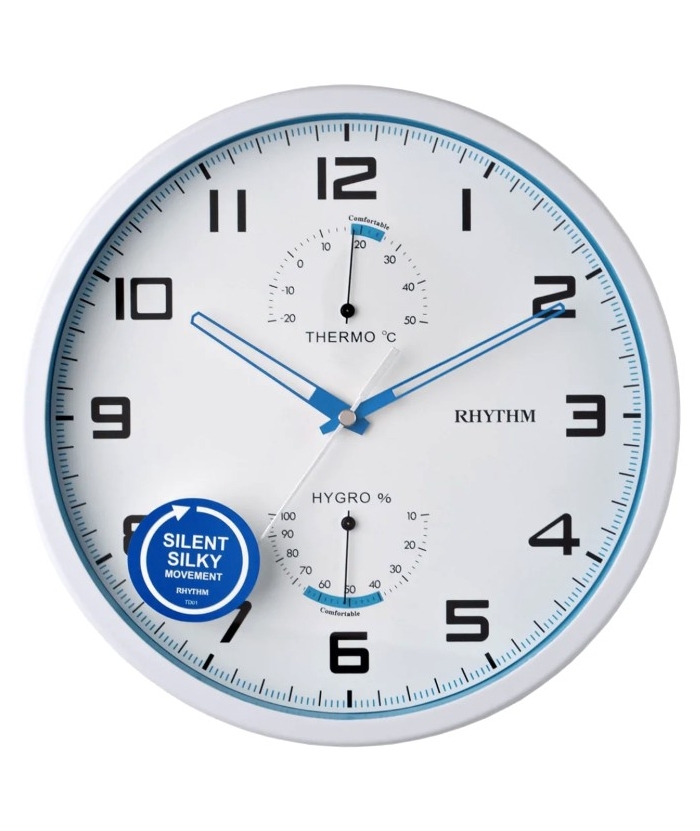 Ρολόι Τοίχου RHYTHM Αθόρυβο CMG722NR03 με θερμόμετρο & υγρόμετρο 26cm