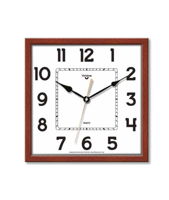 Ρολόι Τοίχου VIRTIME 1152 Ξύλινο κερασιά 25x25cm