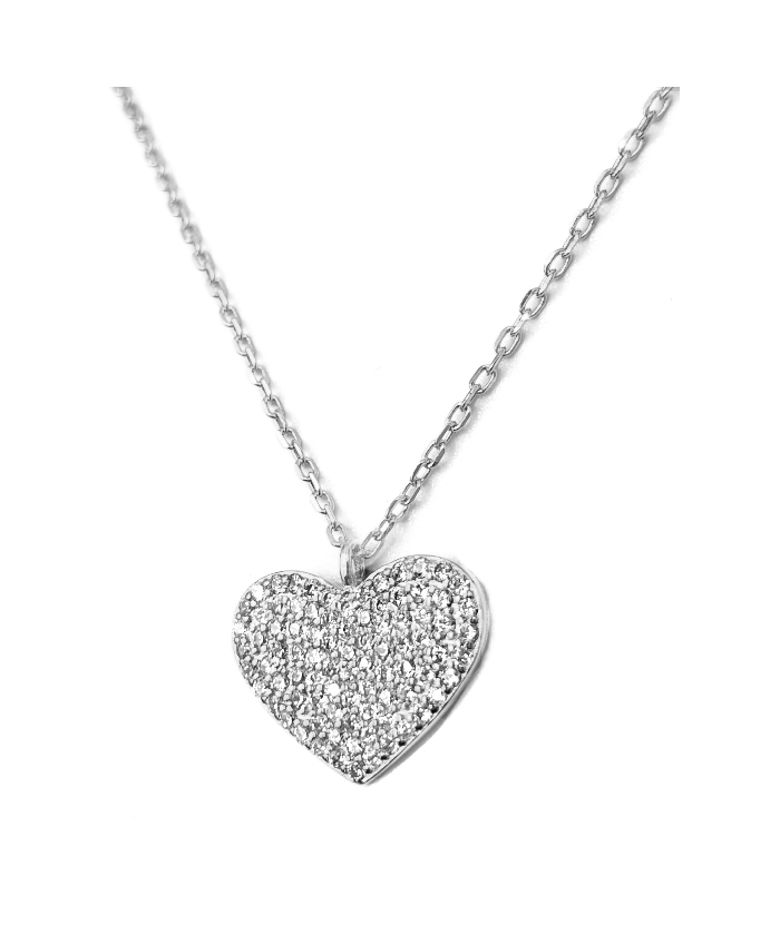 Necklace Silver "Hearts with zircon"