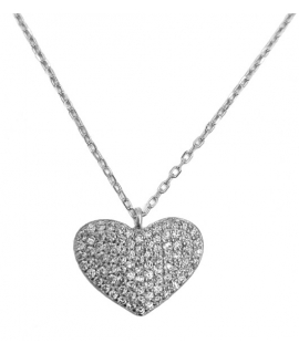 Necklace Silver "Hearts with zircon"