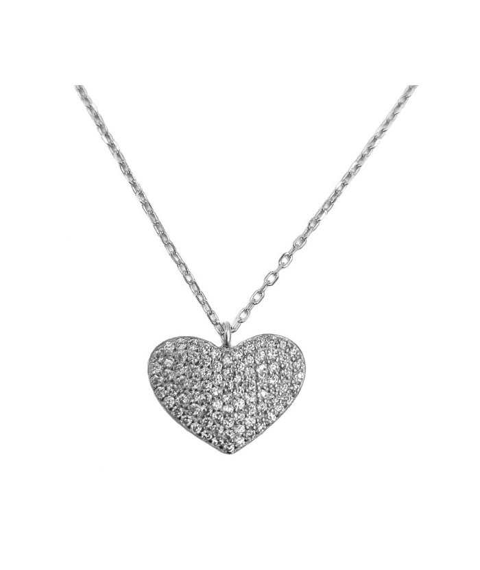 Necklace Silver "Hearts with zircon"