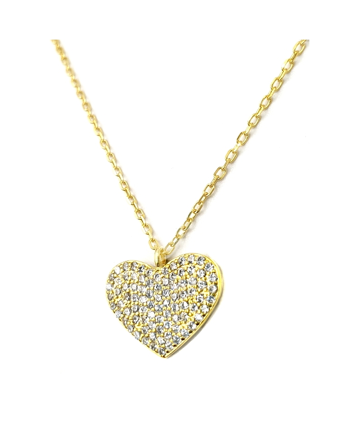 Necklace Silver "Hearts with zircon"