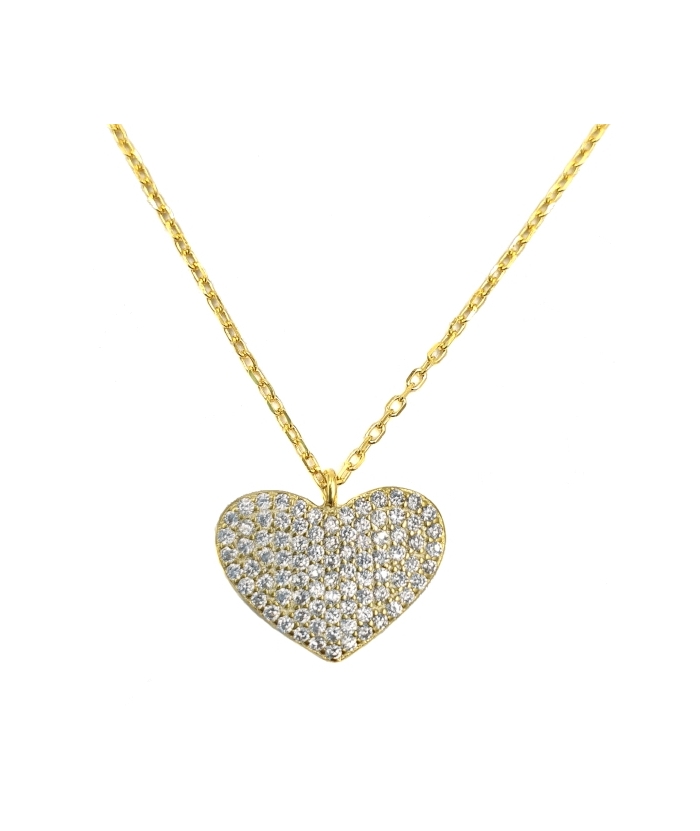 Necklace Silver "Hearts with zircon"