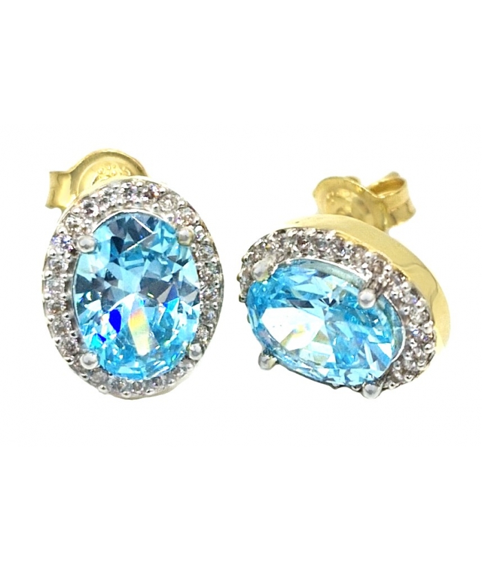 Earrings gold K14 Aqua marine