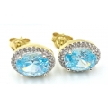 Earrings gold K14 Aqua marine