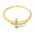 Δαχτυλίδι Σεβαλιέ Χρυσό Κ14 με σχέδιο σταυρού και ζιργκόν
