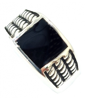 Ring Silver 925 men's with onyx