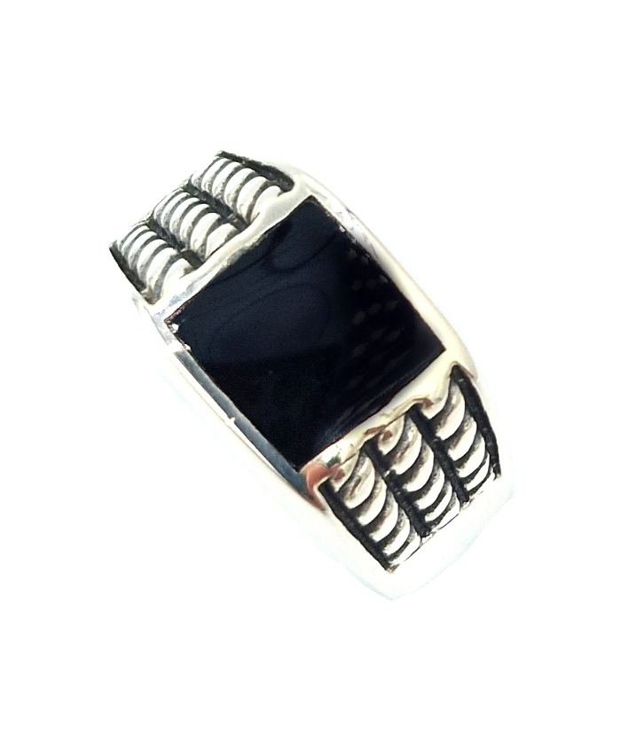 Ring Silver 925 men's with onyx