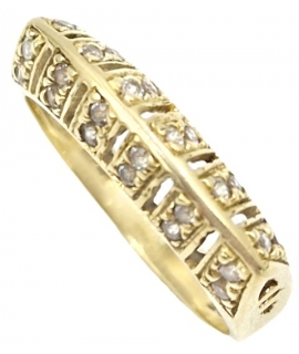 Ring gold K14 in line zircons, 3D