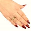 Ring gold K14 in line zircons, 3D