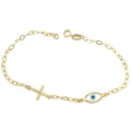 Bracelet Gold K14 Eye and Cross