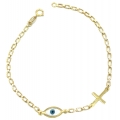 Bracelet Gold K14 Eye and Cross