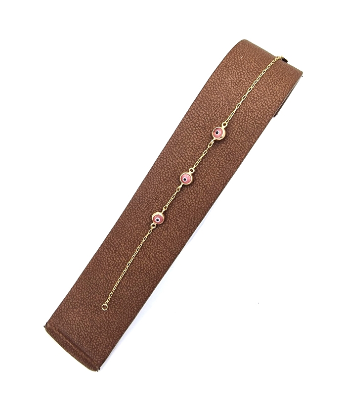 Bracelet gold Κ14 pink eyes
