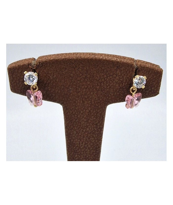 Earrings children Gold 'Pink Butterflies'