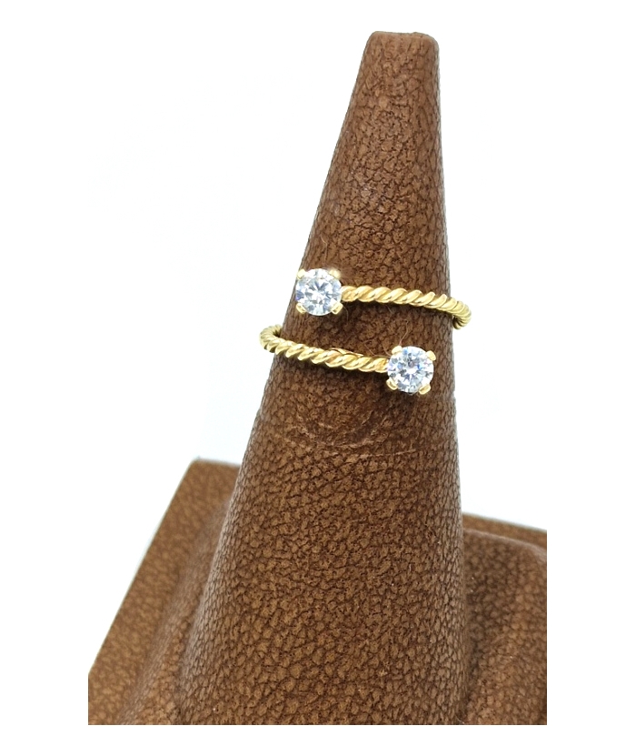Ring gold K14 with two zircons