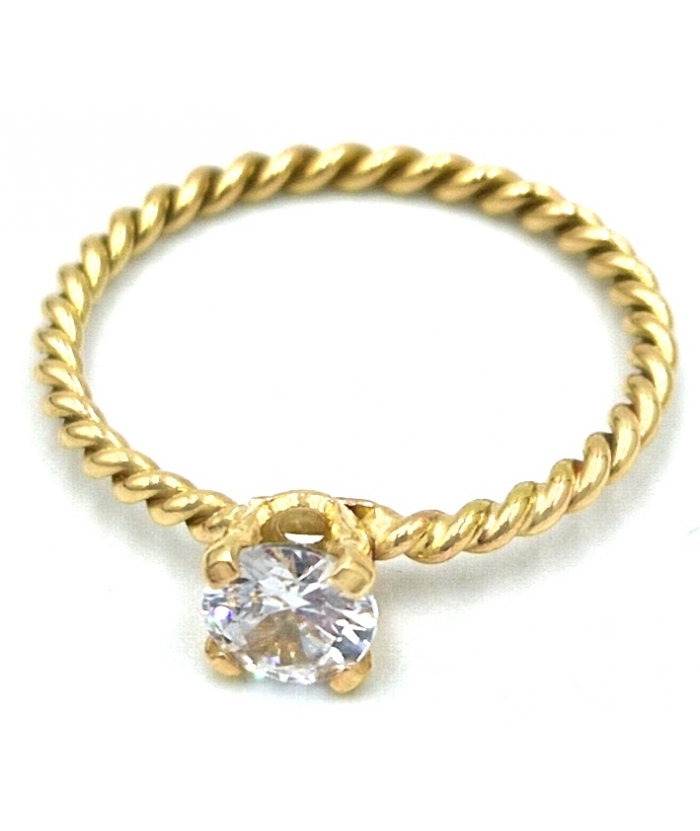 Ring gold K14 with zircon