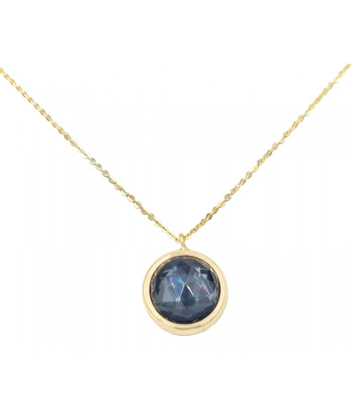 Necklace gold K14 with black quartz stone