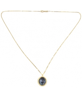 Necklace gold K14 with black quartz stone 2