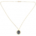 Necklace gold K14 with black quartz stone