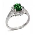 Ring Silver 925° Rosette with emerald