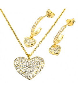 Necklace Silver "Hearts with zircon"