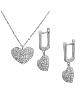 Necklace Silver "Hearts with zircon"